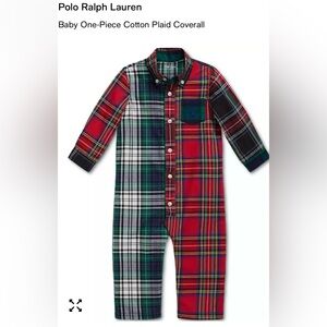 Ralph Lauren Baby Plaid Long Sleeve Button-Up Onesie